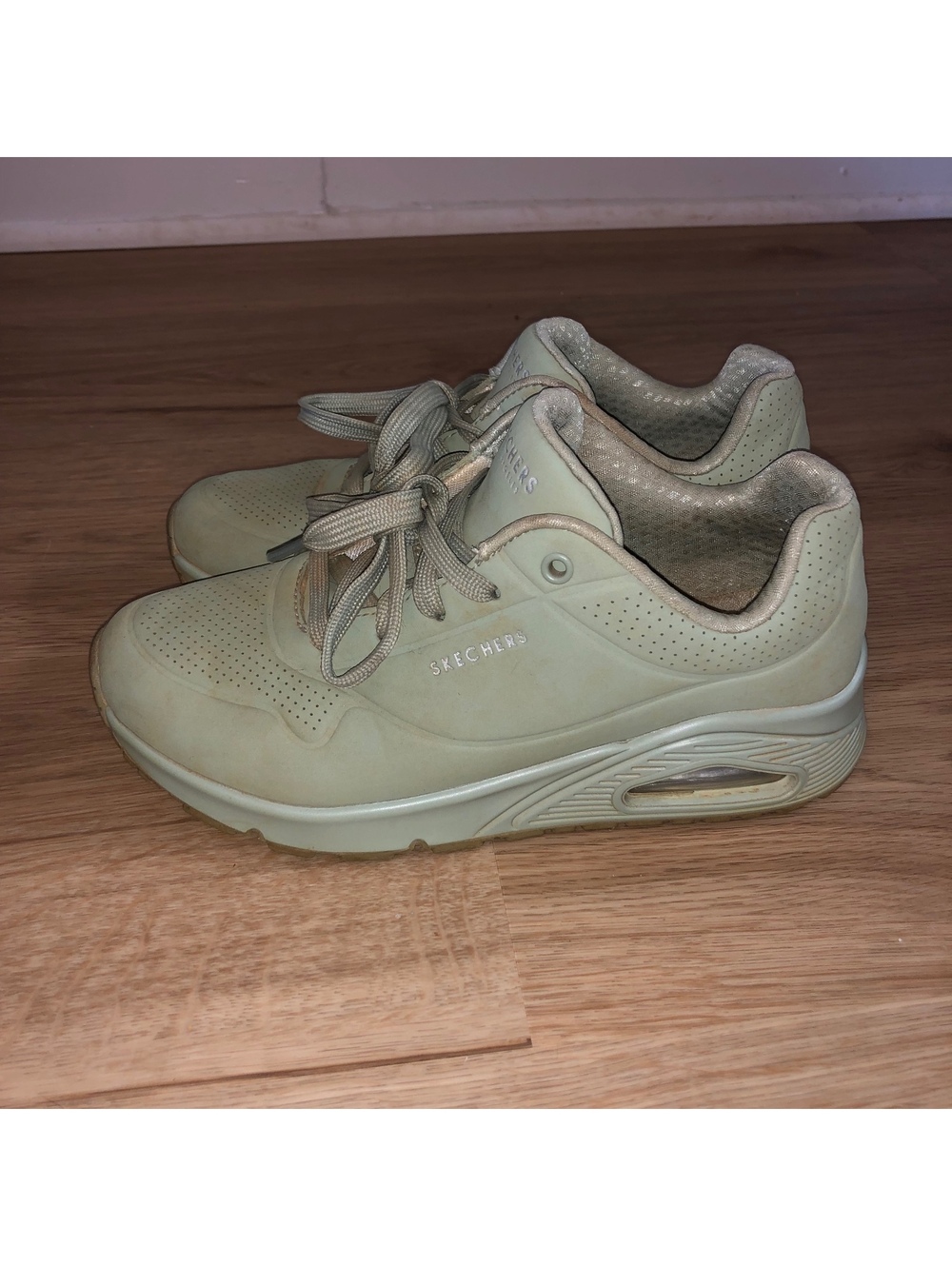 SKECHERS UNO STAND ON AIR OLIVE GREEN SAGE TRAINER RUNNING SNEAKERS WOMENS 6.5